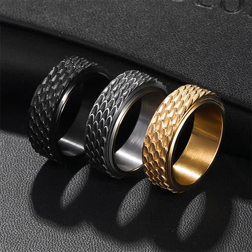Retro Dragon Scale Spinner Anxiety Ring