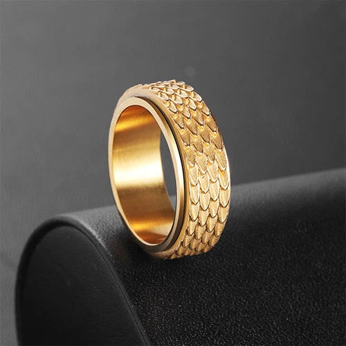 Retro Dragon Scale Spinner Anxiety Ring