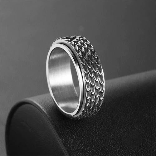 Retro Dragon Scale Spinner Anxiety Ring