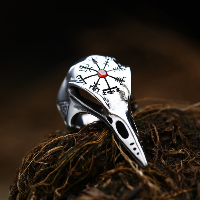 Raven Skull Inlaid Zircon Ring