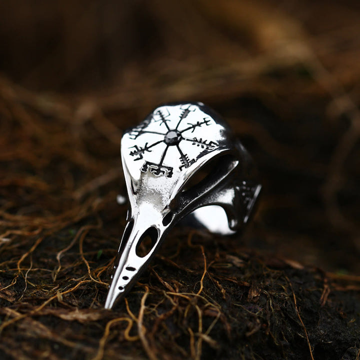Raven Skull Inlaid Zircon Ring