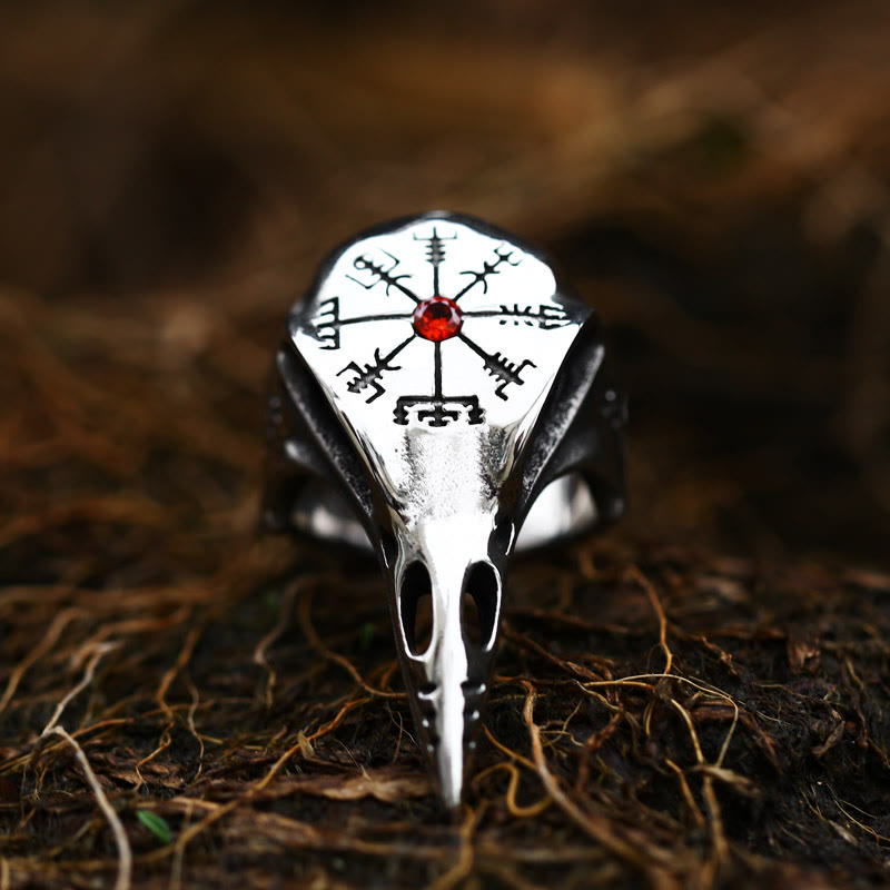 Raven Skull Inlaid Zircon Ring