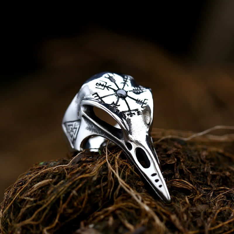 Raven Skull Inlaid Zircon Ring