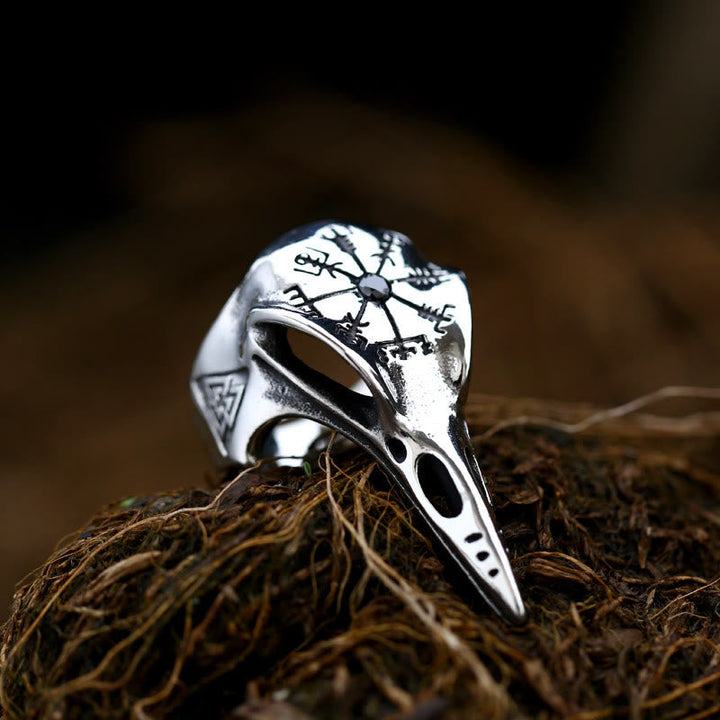 Raven Skull Inlaid Zircon Ring