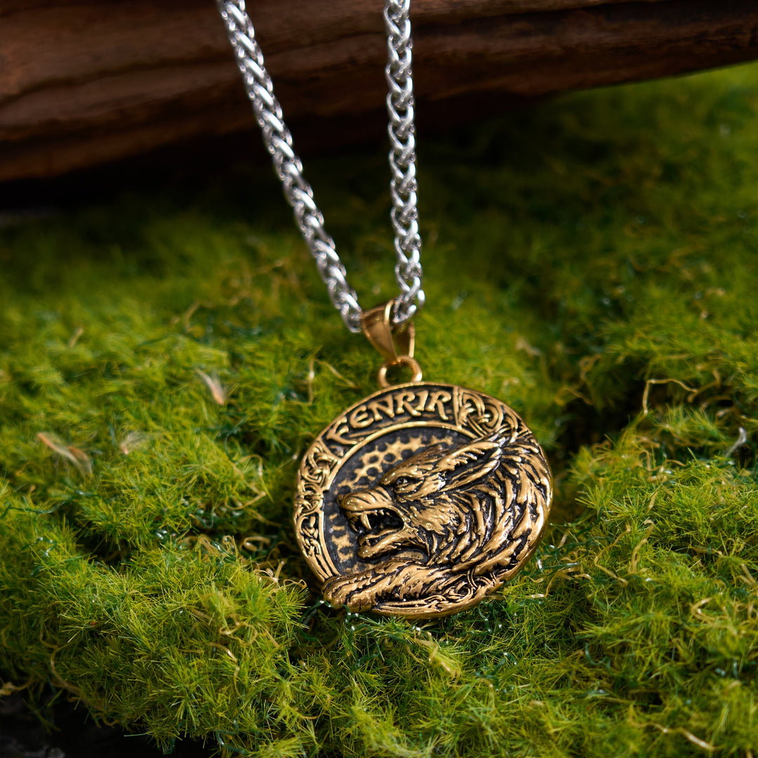 Fenrir Of Wolf And Helm Of Awe Necklace