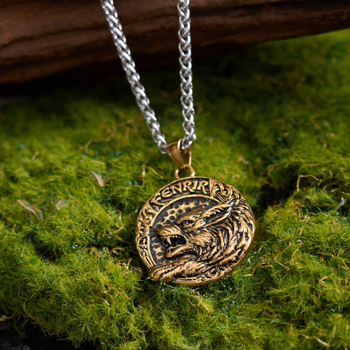 Fenrir Of Wolf And Helm Of Awe Necklace
