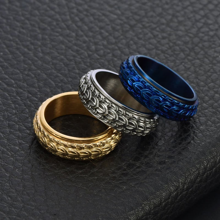 Dragon Scale Spinner Anxiety Titanium Steel Ring