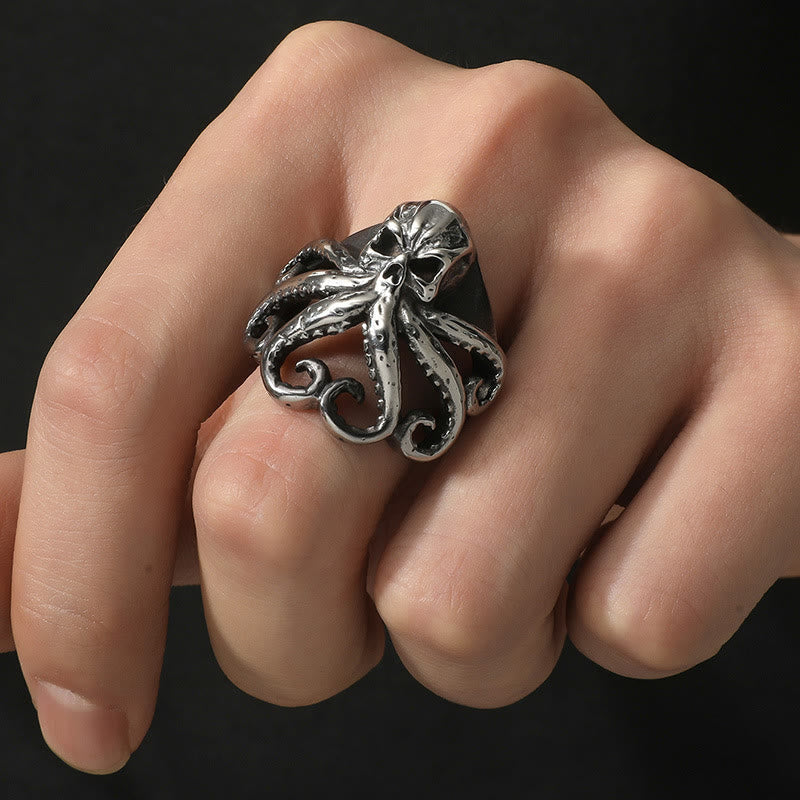 Octopus Skull Punk Stainless Steel Seaman Ring
