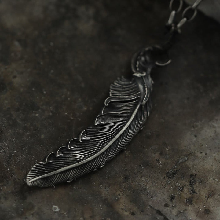 Handcrafted 999 Silver Feather Necklace