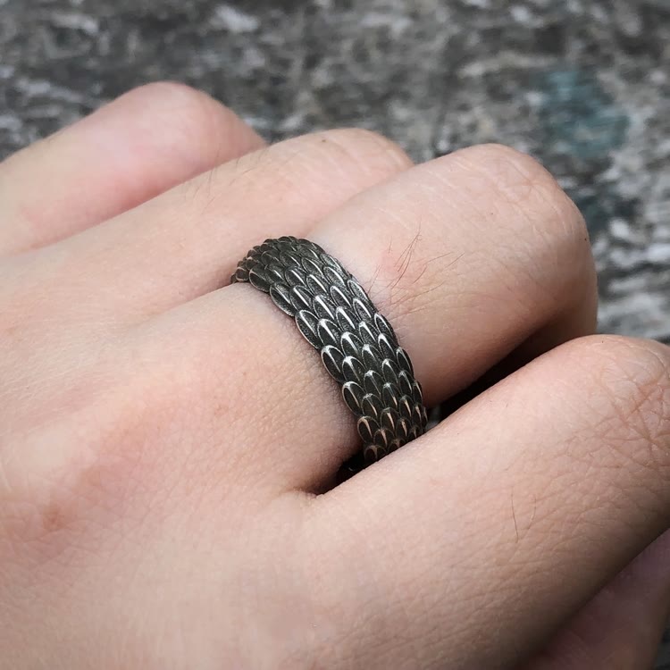 Handcrafted 925 Silver Dragon Scale Ring