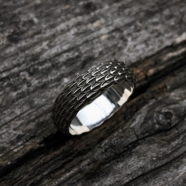 Handcrafted 925 Silver Dragon Scale Ring