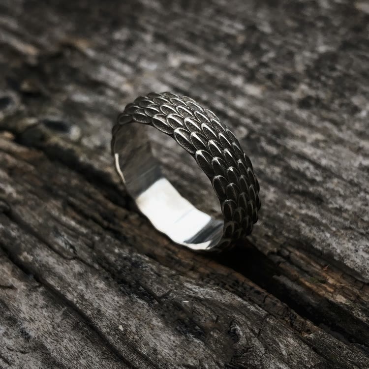 Handcrafted 925 Silver Dragon Scale Ring