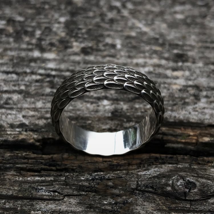 Handcrafted 925 Silver Dragon Scale Ring