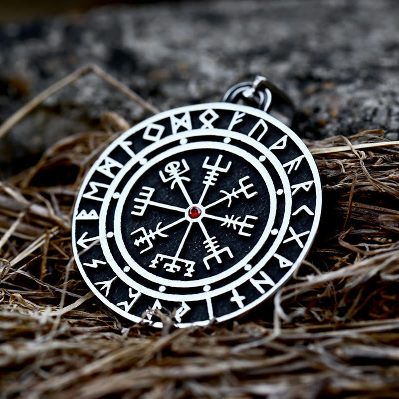 Vegvisir Red Zicron Compass Necklace