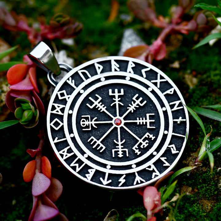 Vegvisir Red Zicron Compass Necklace