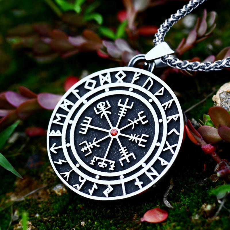 Vegvisir Red Zicron Compass Necklace