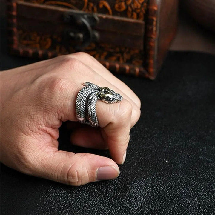 Retro Punk Snake Jormungandr Ring