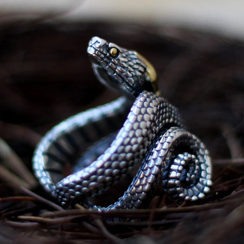 Retro Punk Snake Jormungandr Ring