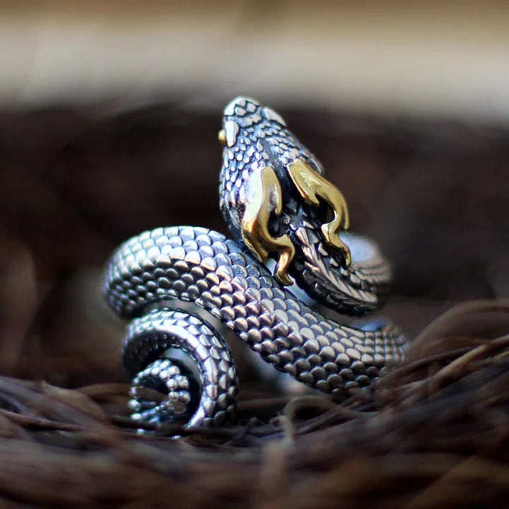 Retro Punk Snake Jormungandr Ring