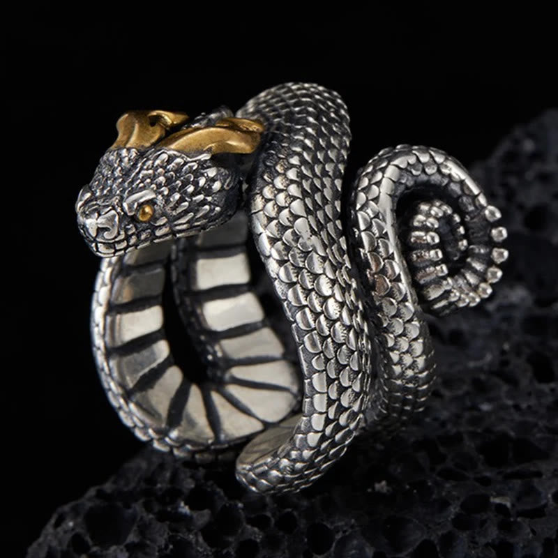 Retro Punk Snake Jormungandr Ring