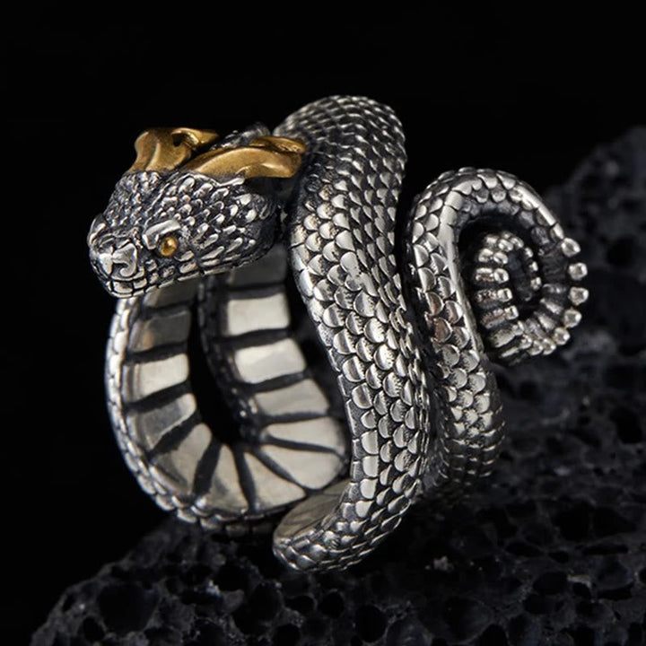 Retro Punk Snake Jormungandr Ring