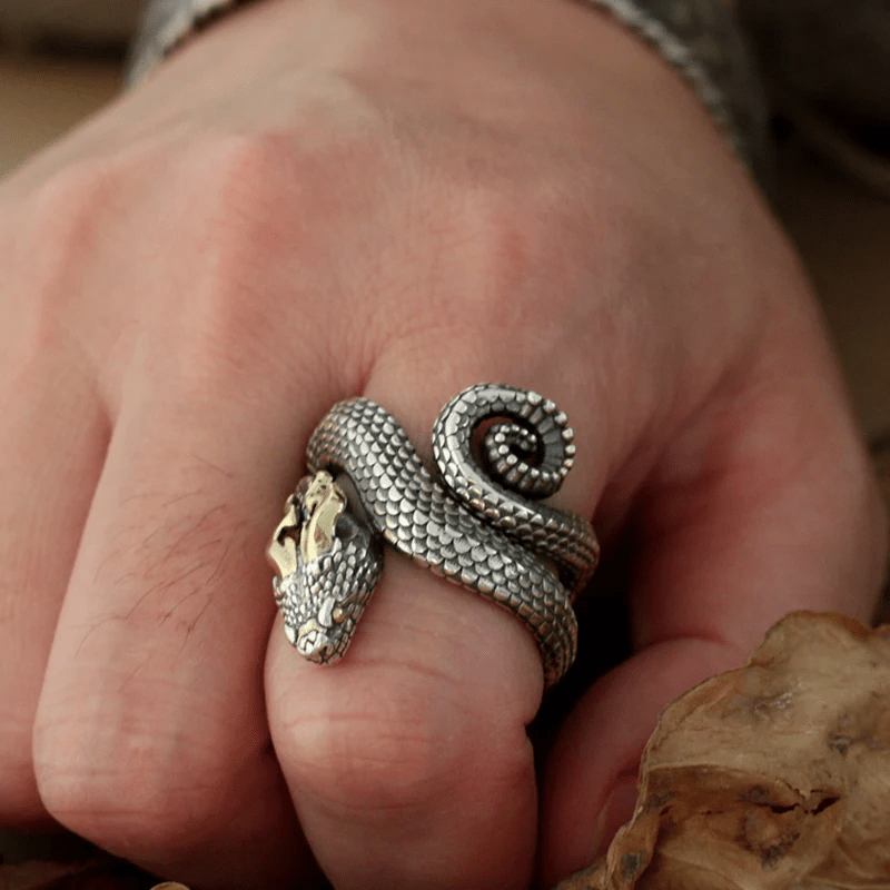 Retro Punk Snake Jormungandr Ring