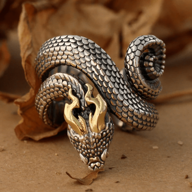 Retro Punk Snake Jormungandr Ring