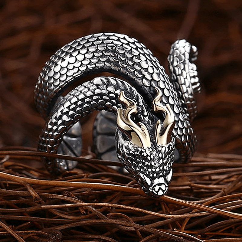 Retro Punk Snake Jormungandr Ring