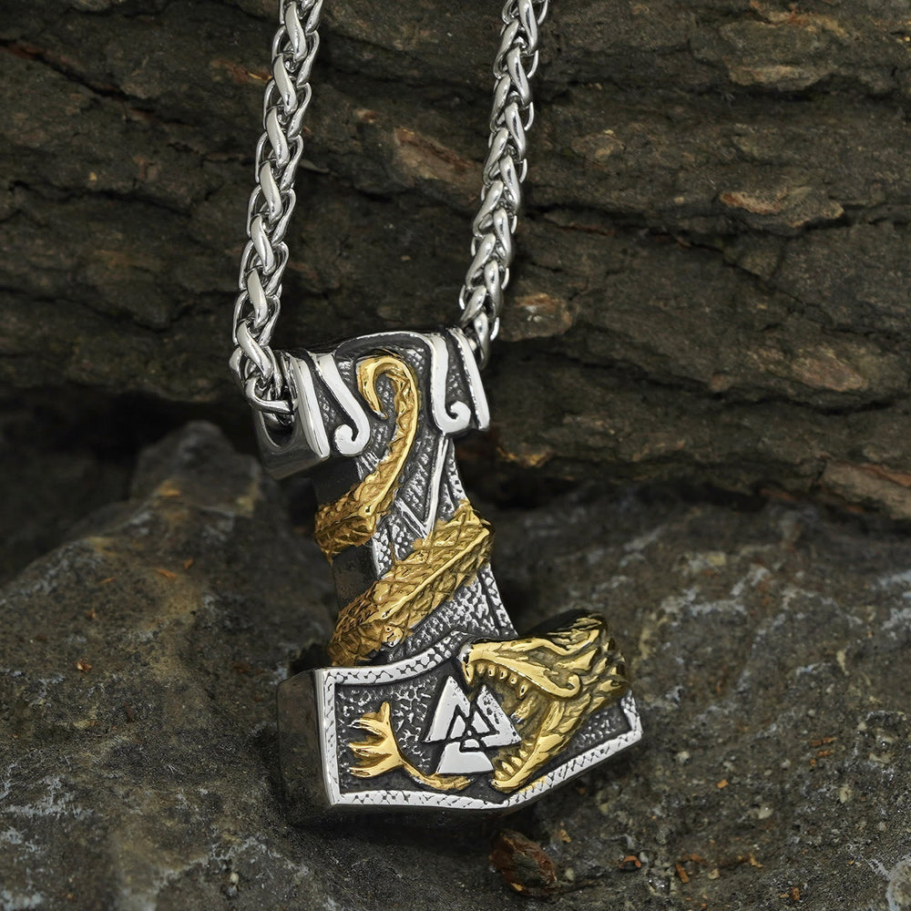 Norse Dragon Bite Valknut Necklace