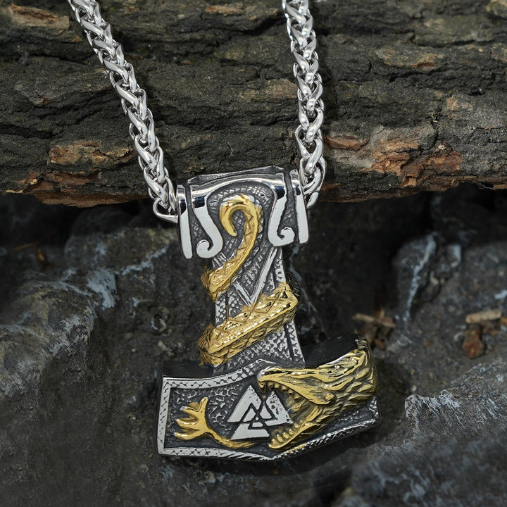 Norse Dragon Bite Valknut Necklace