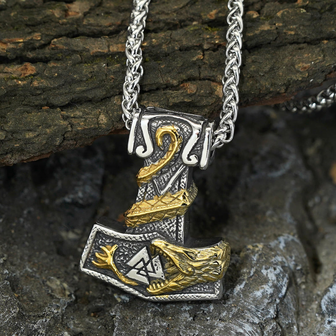 Norse Dragon Bite Valknut Necklace