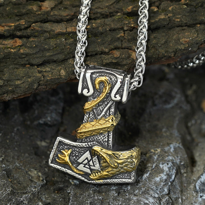 Norse Dragon Bite Valknut Necklace