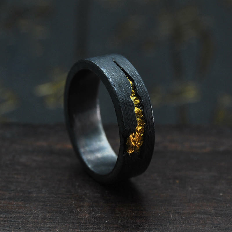 Flowing Fire Black Gold Ring