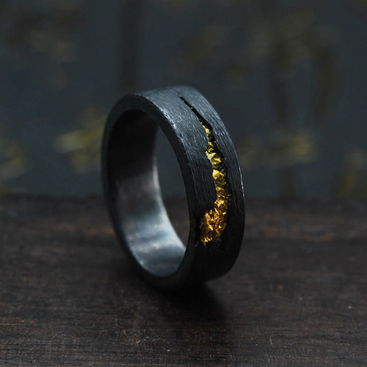 Flowing Fire Black Gold Ring