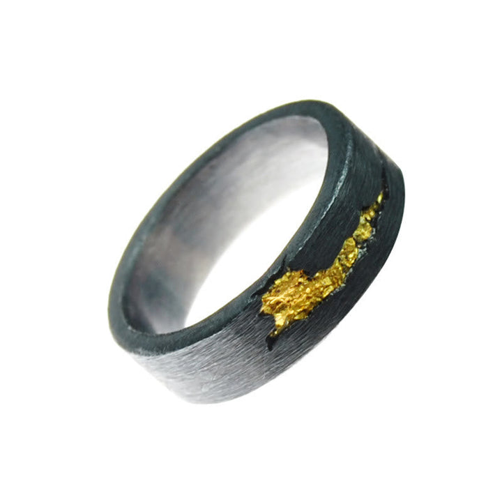 Flowing Fire Black Gold Ring