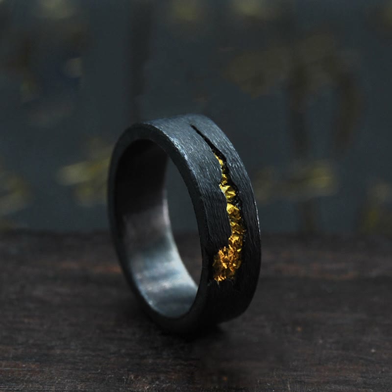 Flowing Fire Black Gold Ring