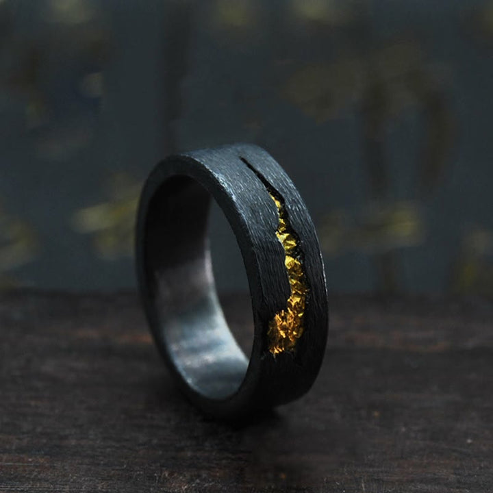 Flowing Fire Black Gold Ring