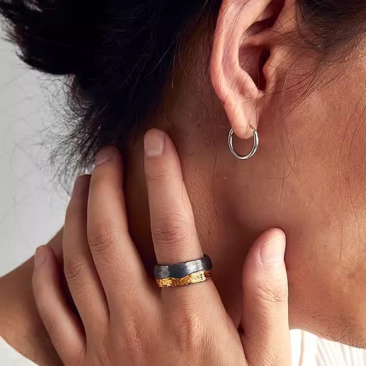 Rustic Gold Vein Open Band Ring