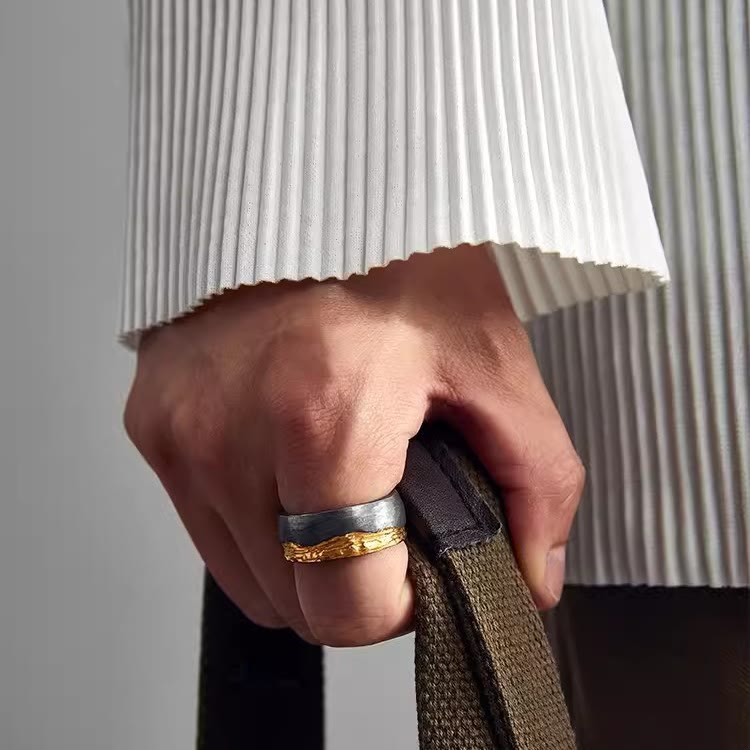 Rustic Gold Vein Open Band Ring