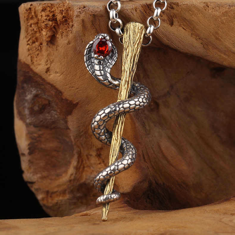 Ancient Egypt Staff Of Snake Protection God Necklace