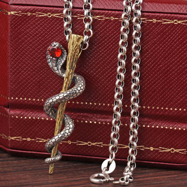 Ancient Egypt Staff Of Snake Protection God Necklace