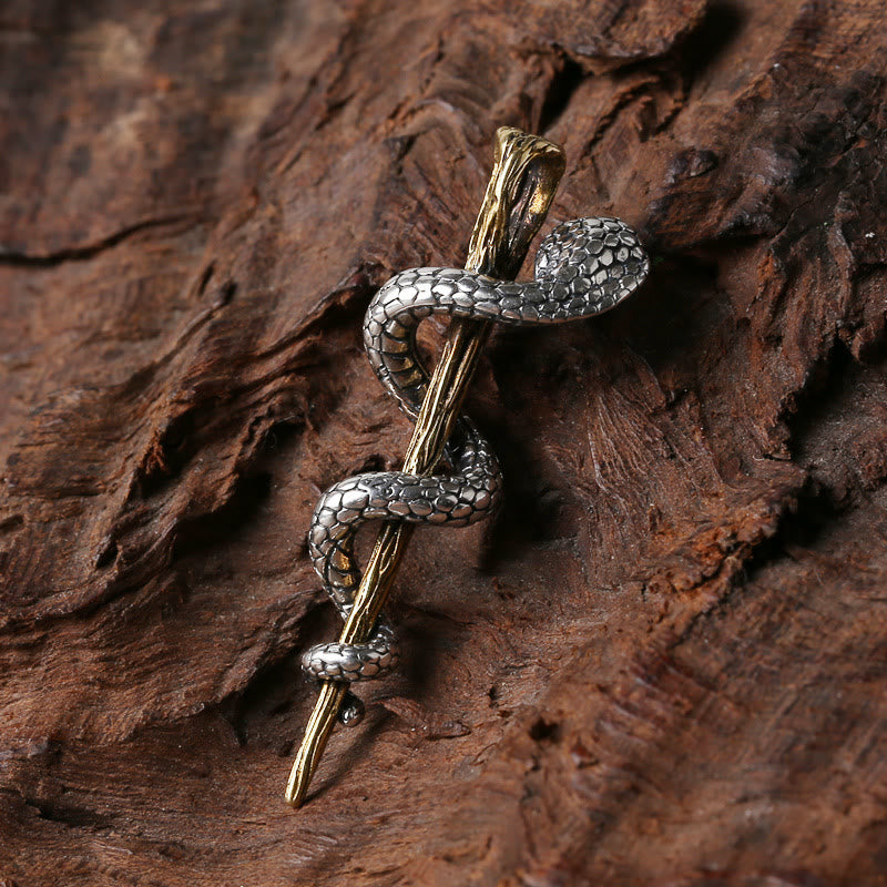 Ancient Egypt Staff Of Snake Protection God Necklace