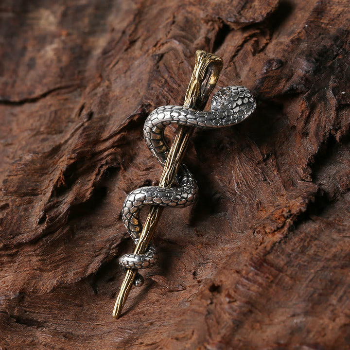 Ancient Egypt Staff Of Snake Protection God Necklace