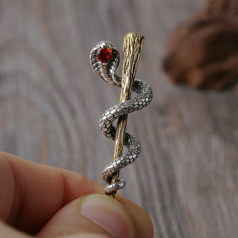 Ancient Egypt Staff Of Snake Protection God Necklace