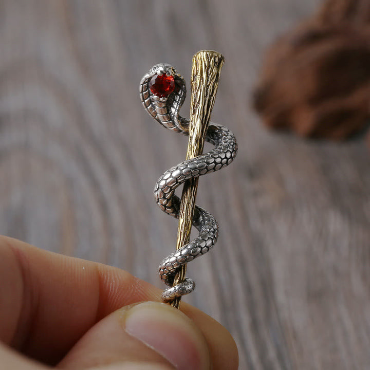 Ancient Egypt Staff Of Snake Protection God Necklace