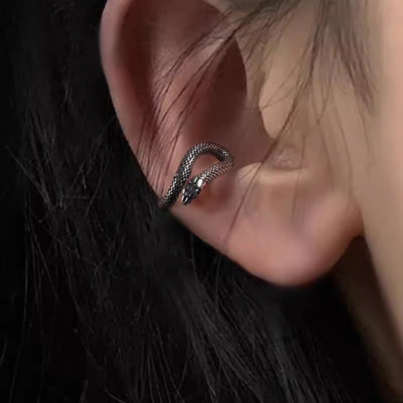 Gothic Coiled Snake Ear Cuffs