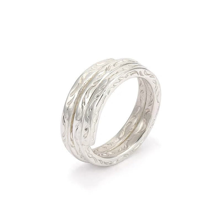 Hand Carved Leaf Pattern Ring