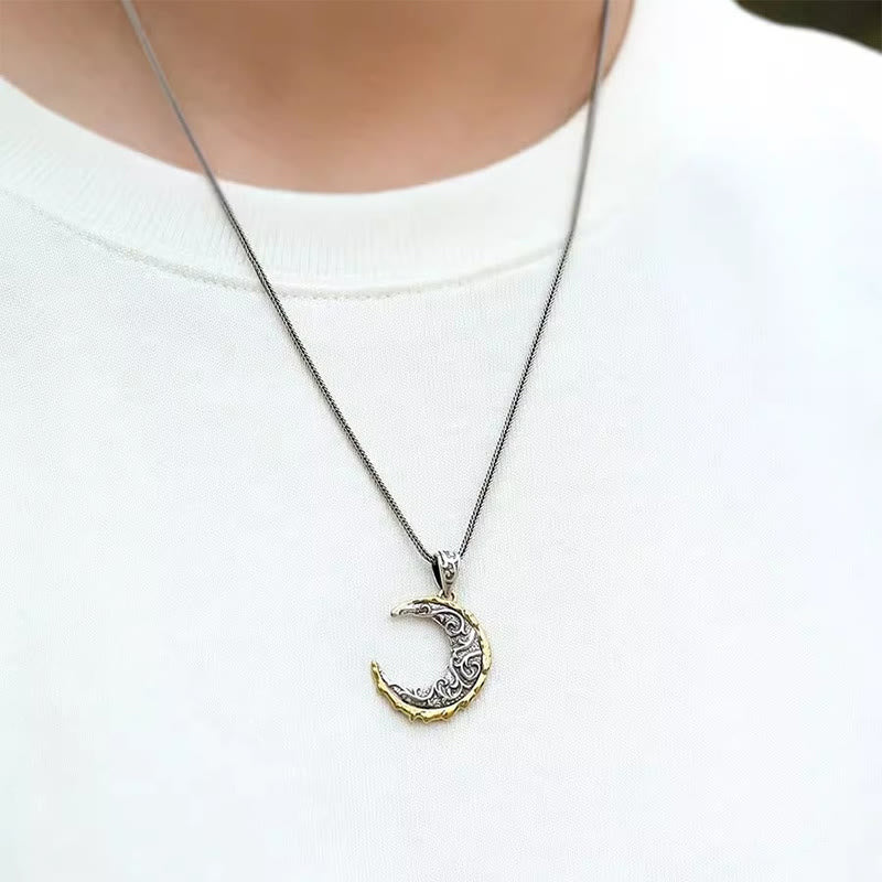 Wave Pattern Crescent Necklace