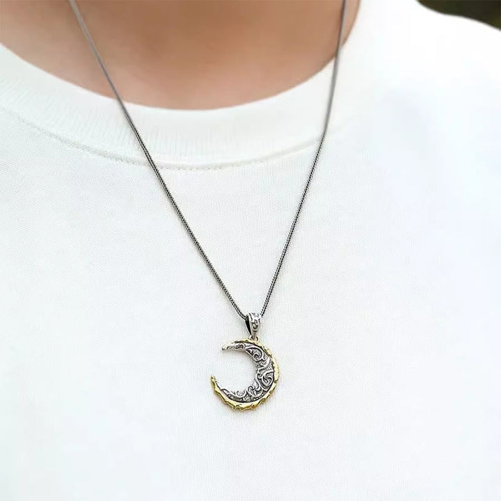 Wave Pattern Crescent Necklace