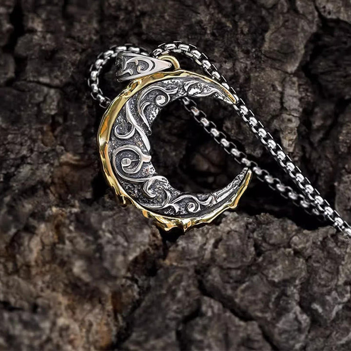 Wave Pattern Crescent Necklace